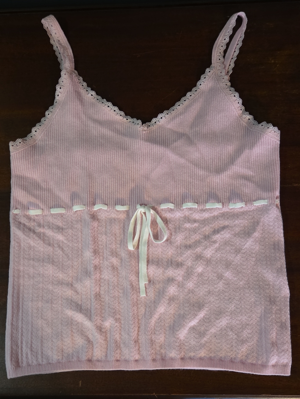 Hollister Women’s Pink Lace-Trim Knit Camisole Like New XL